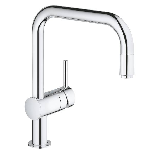 фото Смеситель для кухонной мойки grohe vento с выдвижным u-изливом, хром (30435000)