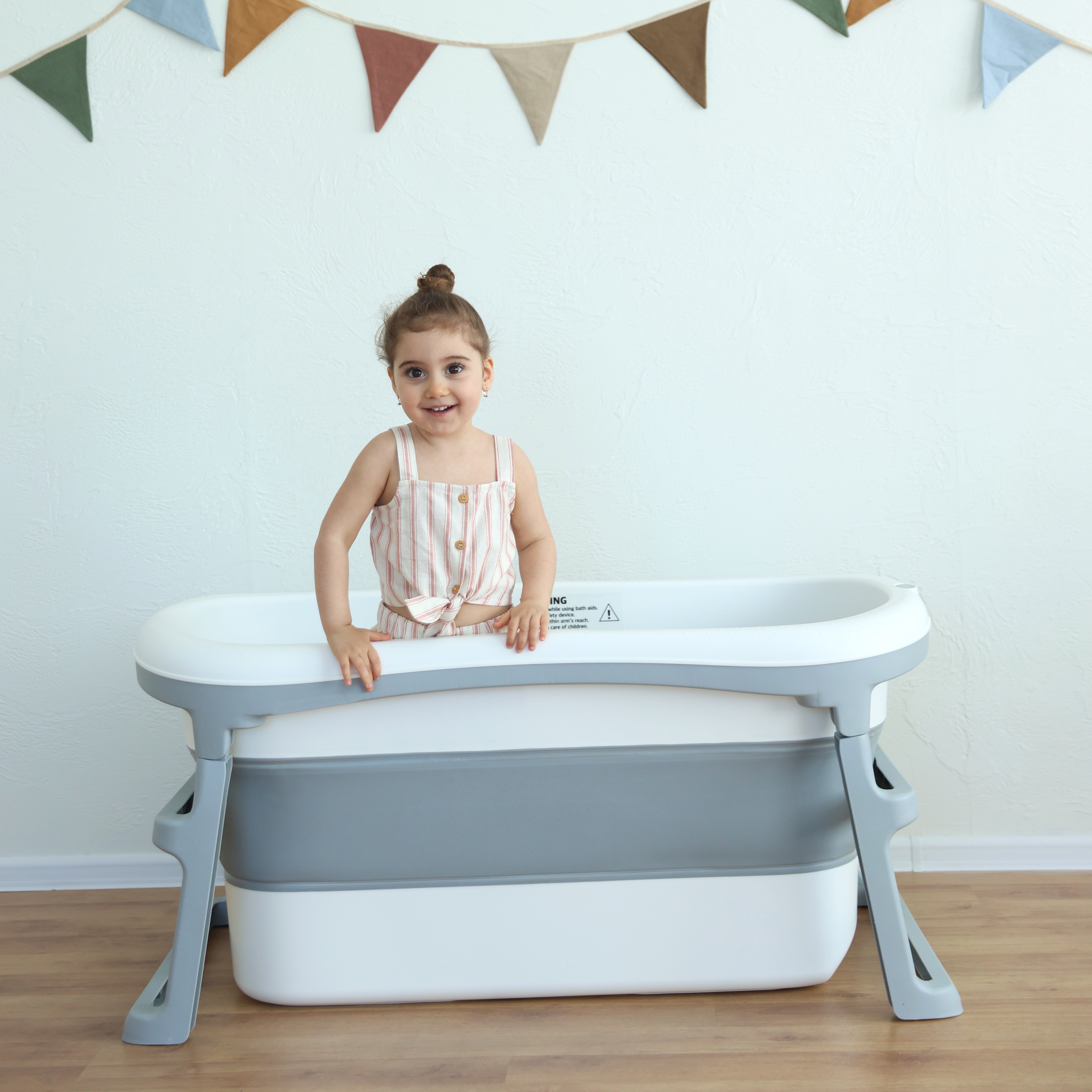 Большая детская складная ванна iFam Extra large infant folding bathtub, серая