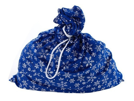 Мешок Деда Мороза синий со снежинками Батик m-4