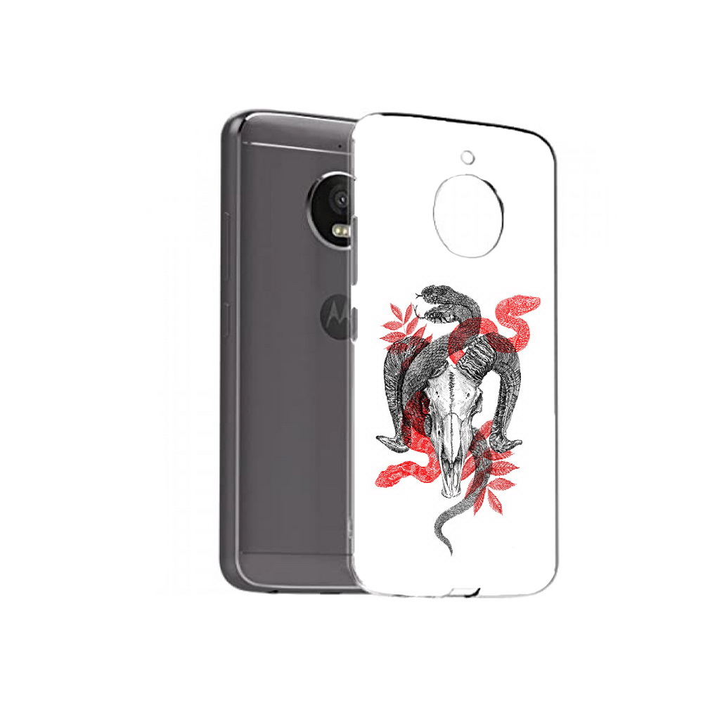

Чехол MyPads Tocco для Motorola Moto E4 Plus змея в черепе рисунок (PT100001.341.365), Прозрачный, Tocco