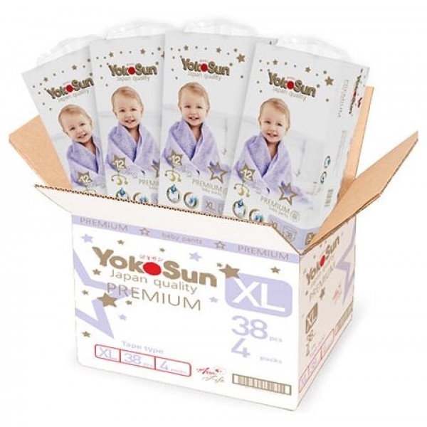 Купить Набор трусиков Yokosun Premium XL (12-20 кг) 38 шт 4 уп, Подгузники-трусики YokoSun Premium XL (12-20 кг) 38 шт. 4 уп. 2152400863,