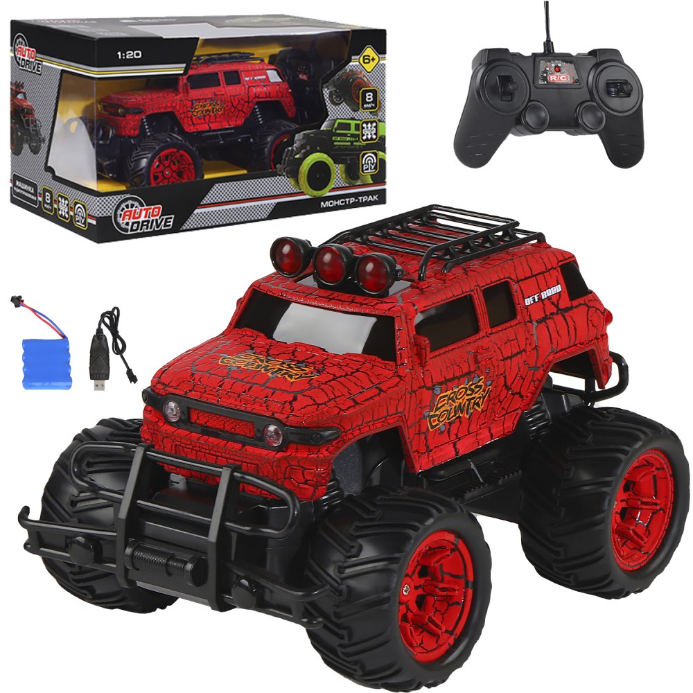 

Машинка на радиоуправлении AUTODRIVE Монстр-трак 2WD, 1:20, 1100163, красный
