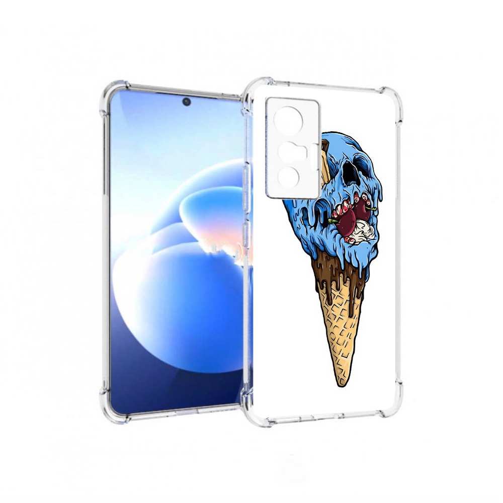 

Чехол MyPads Tocco для Vivo X70 мороженное череп, Прозрачный, Tocco
