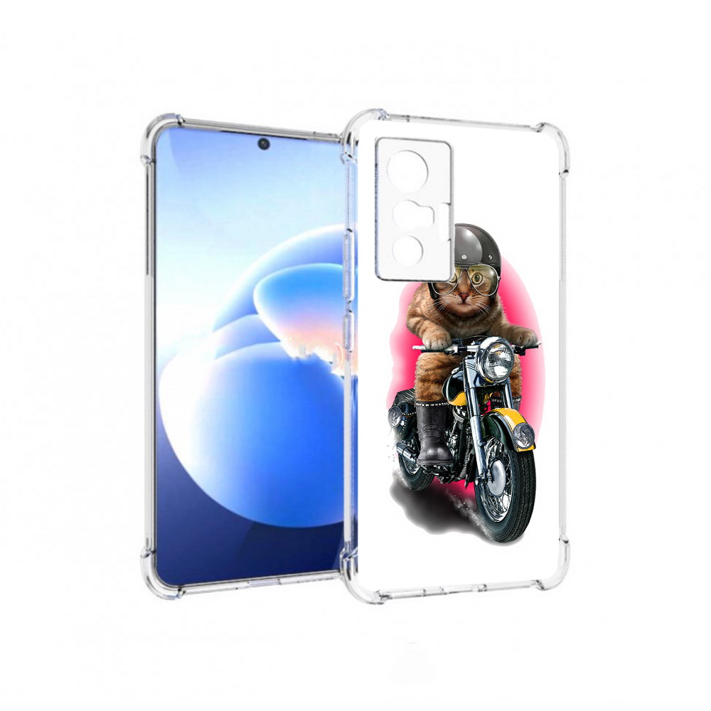 

Чехол MyPads Tocco для Vivo X70 мото-кот, Прозрачный, Tocco