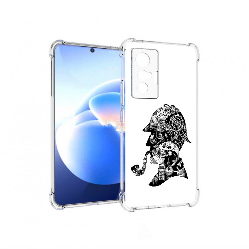 

Чехол MyPads Tocco для Vivo X70 мужчина с трубкой абстракция, Прозрачный, Tocco