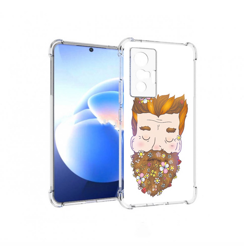 

Чехол MyPads Tocco для Vivo X70 мужчина с цветами в бороде, Прозрачный, Tocco