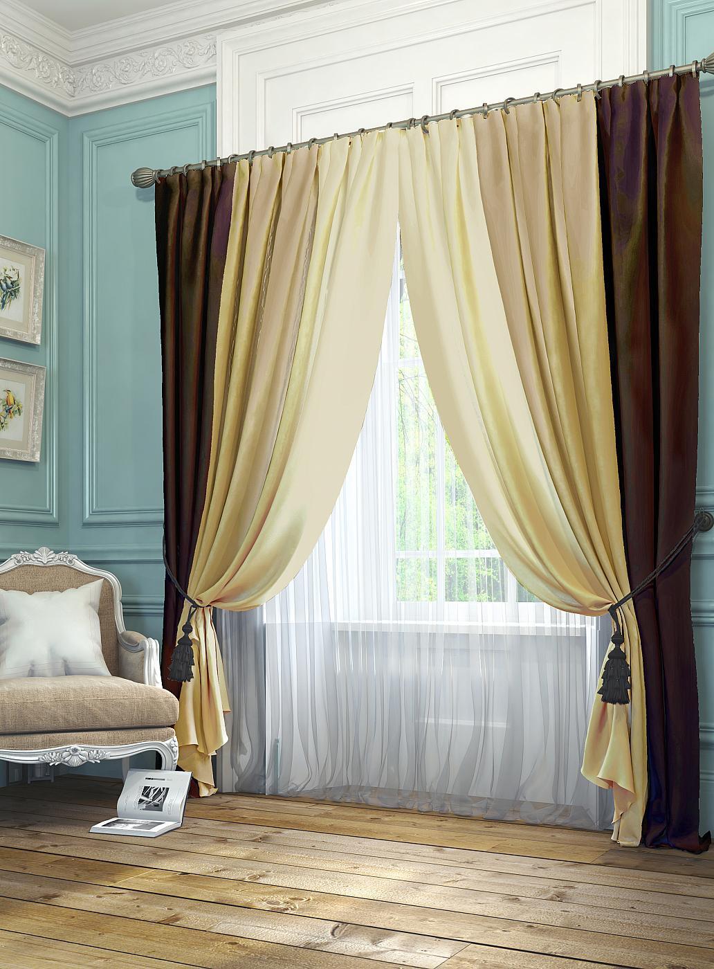 

Комплекты штор AT HOME / шторы в комнату 220х300 см / Ярвис (корич.), 993000