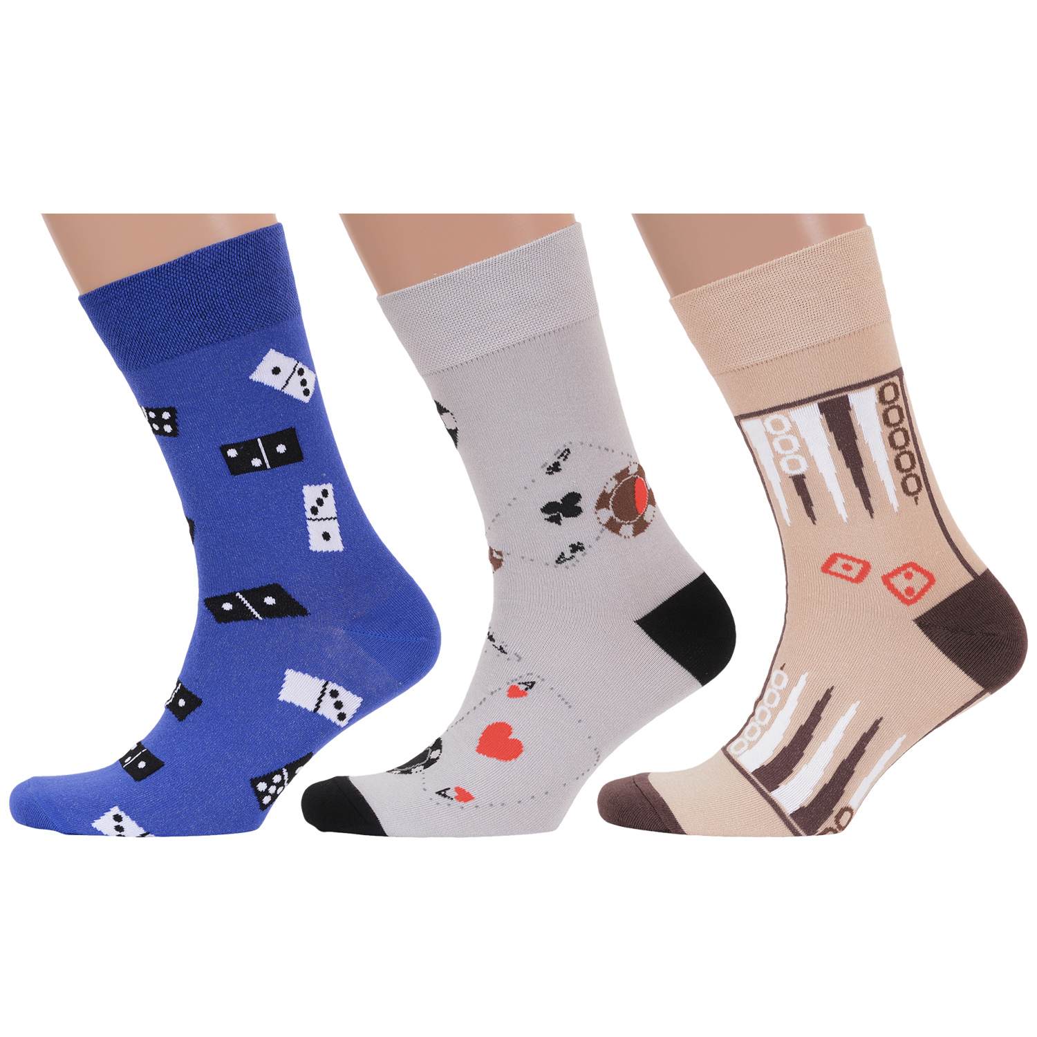 

Комплект носков мужских MoscowSocksClub msk3-М42 синий; белый; бежевый 27, msk3-М42