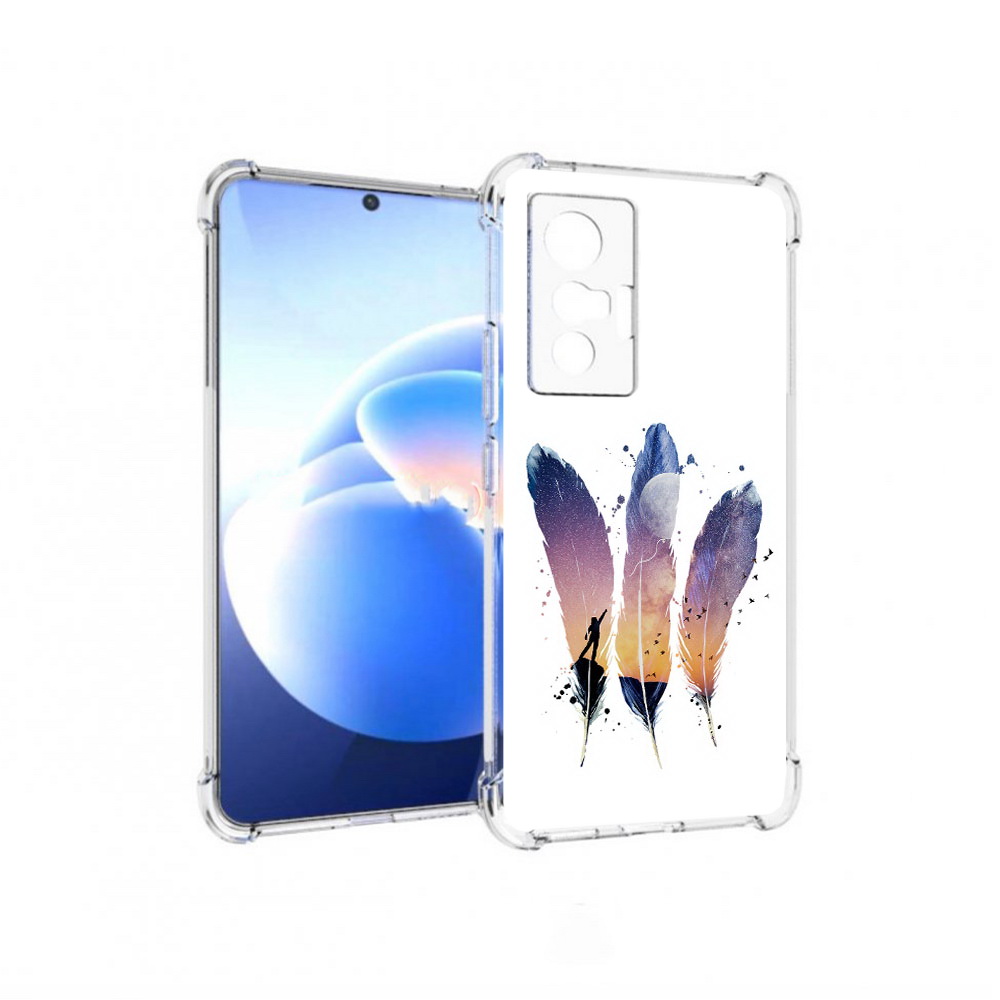 

Чехол MyPads Tocco для Vivo X70 небесные перья, Прозрачный, Tocco