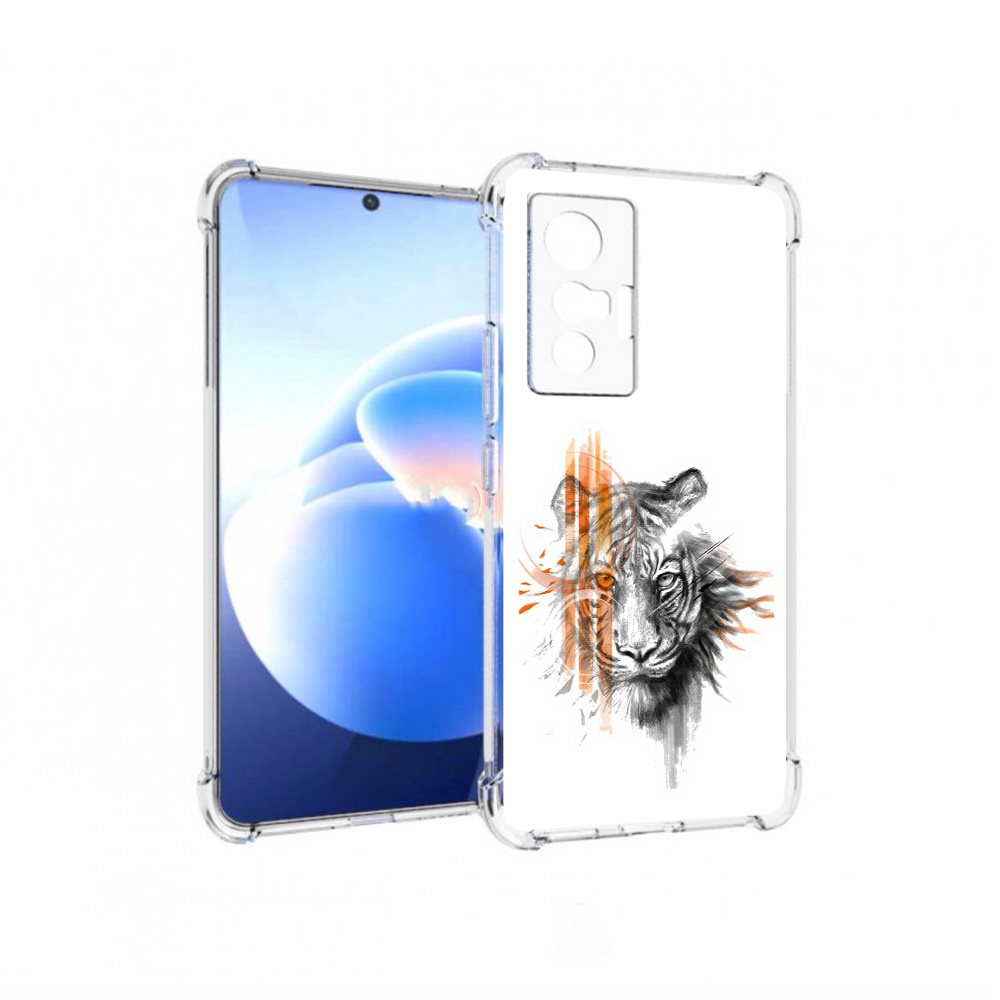

Чехол MyPads Tocco для Vivo X70 огненный тигр, Прозрачный, Tocco