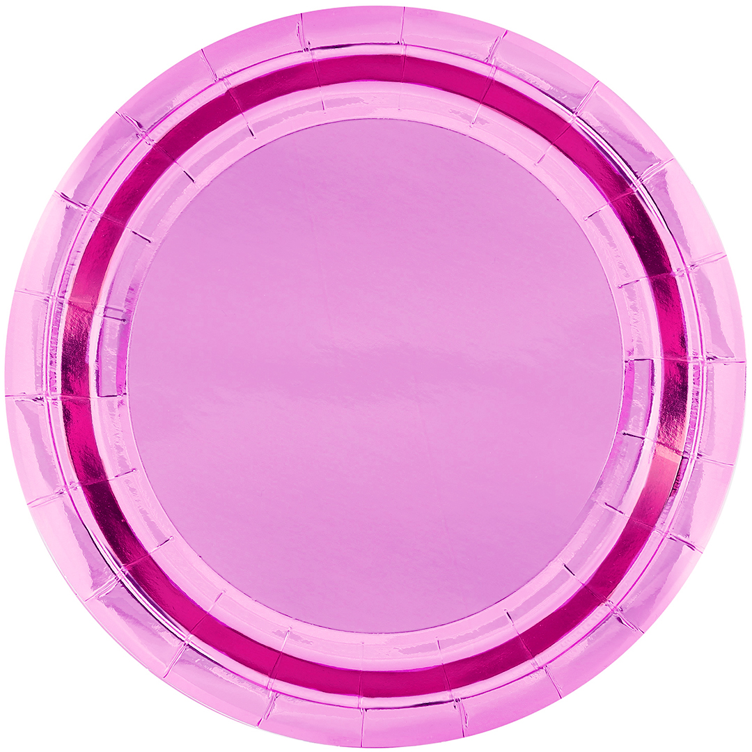 Тарелки бумажные одноразовые Волна веселья Розовый металлик 18 см, 6 шт