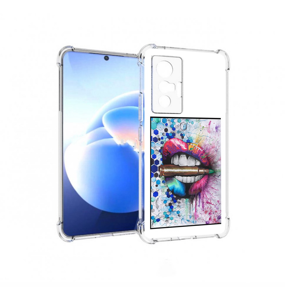 

Чехол MyPads Tocco для Vivo X70 разноцветные губы с пулей, Прозрачный, Tocco