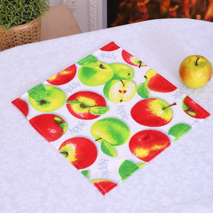 

Салфетка для кухни 32х32 см "Яблоки", вафля, хл 100%