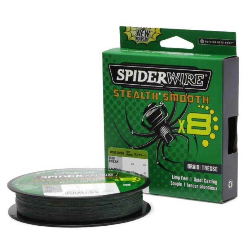 Шнур SPIDERWIRE плетеный Х8 Braid Stealth Smooth 150м темнозеленый 0,39мм 46,3кг