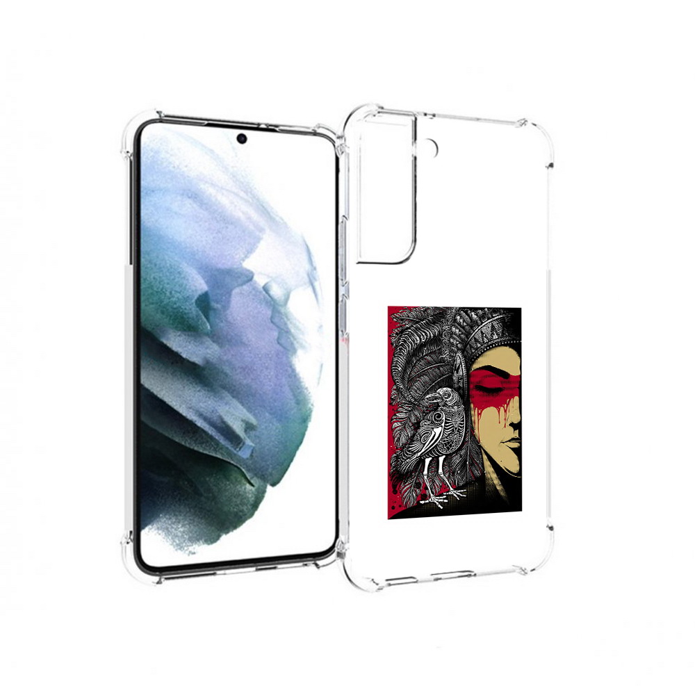 

Чехол MyPads Tocco для Samsung Galaxy S22 Plus девушка с вороном в абстракции, Прозрачный, Tocco