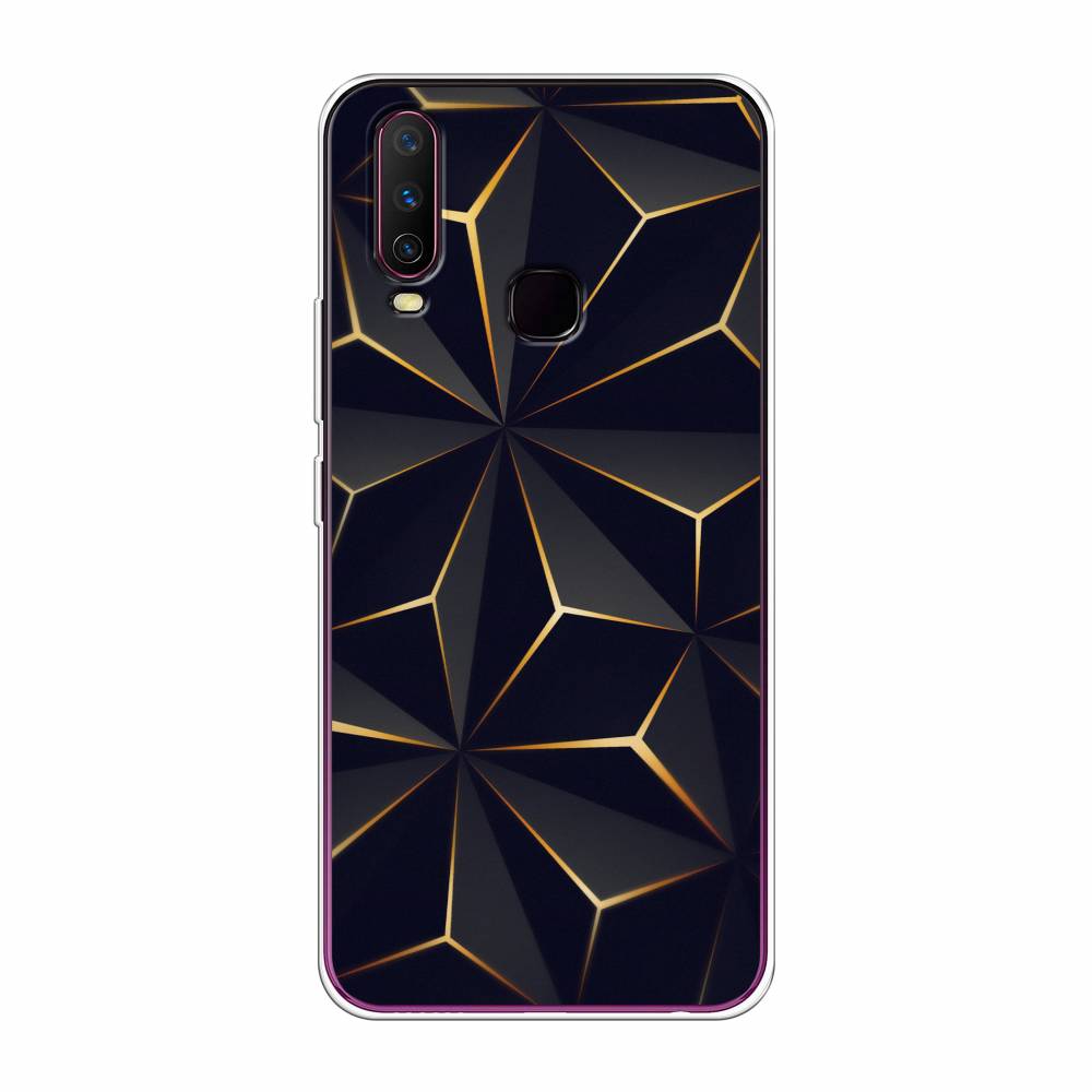 

Чехол для Vivo Y12/Y17 "Черные полигоны", Золотистый;черный, 261750-3