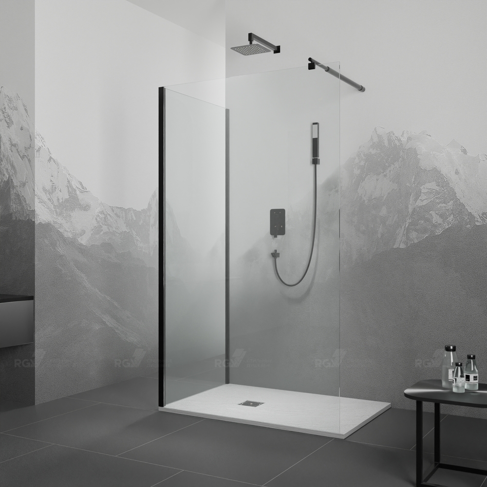

RGW Душевой уголок RGW Walk In WA-005B 120х70 профиль черный, стекло прозрачное