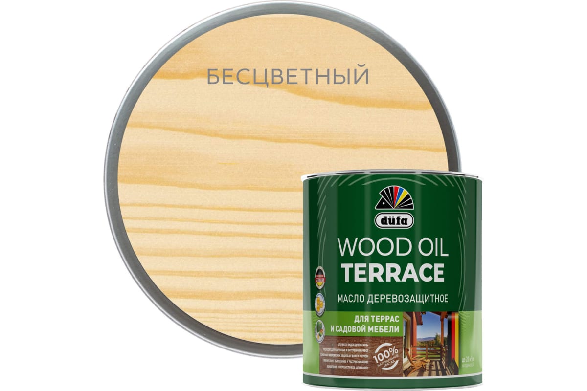 фото Деревозащитное масло dufa/дюфа wood oil terraсe бесцветный 1,9л