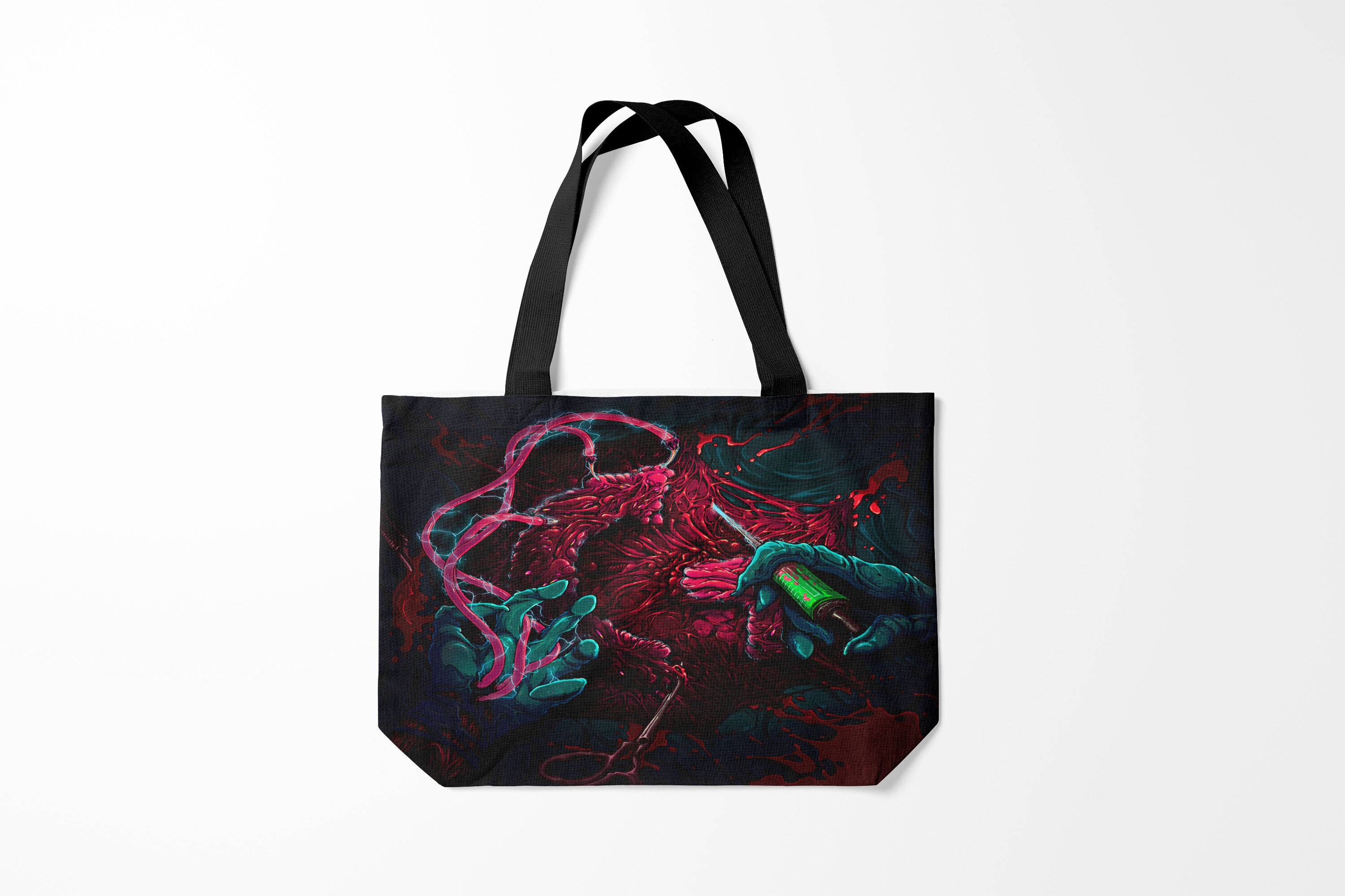 

Сумка шoппер унисекс Burnettie Counter Strike CS GO hyper beast skin, зеленый; розовый, Counter Strike CS GO hyper beast skin