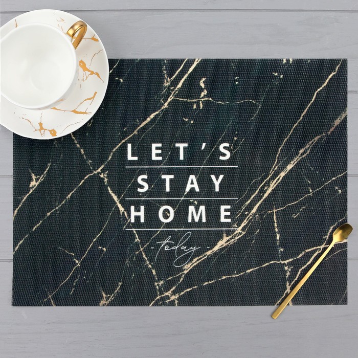 

Салфетка на стол "Stay home", ПВХ, 40х29 см, Черный