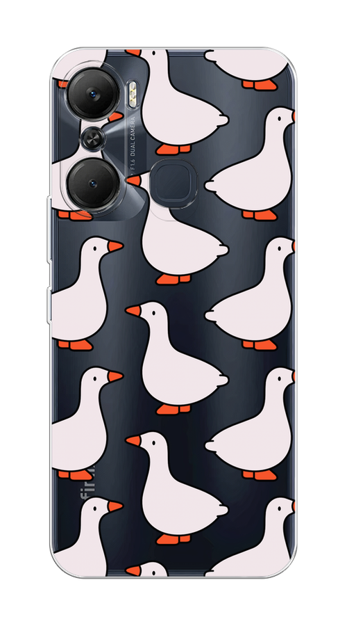 

Чехол на Infinix Hot 12 Pro "Гуси", Прозрачный;белый;оранжевый, 3102450-1
