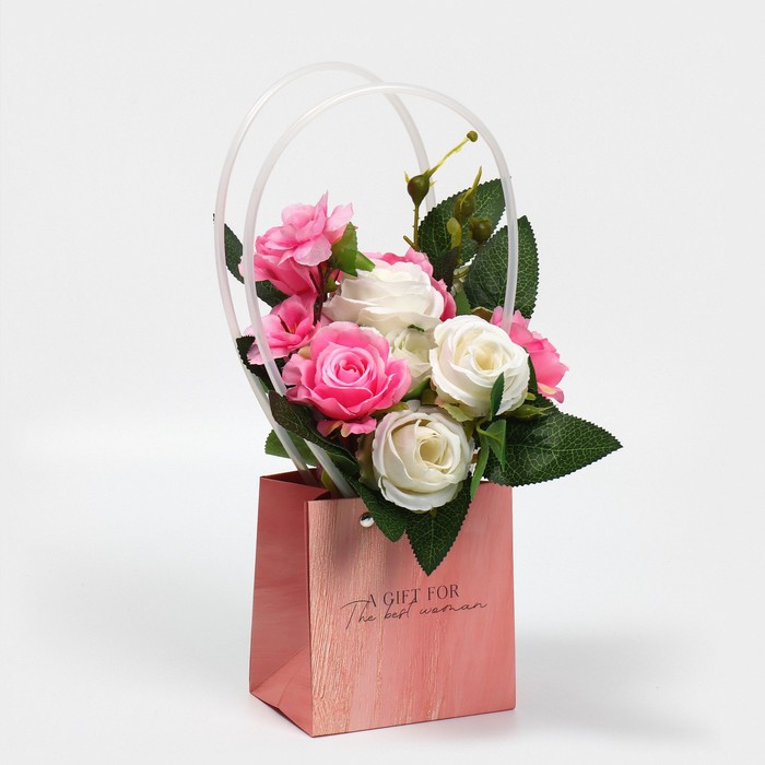 

Пакет для цветов Дарите Счастье Gift with love влагостойкий 11,5 х 12 х 8 см, Розовый
