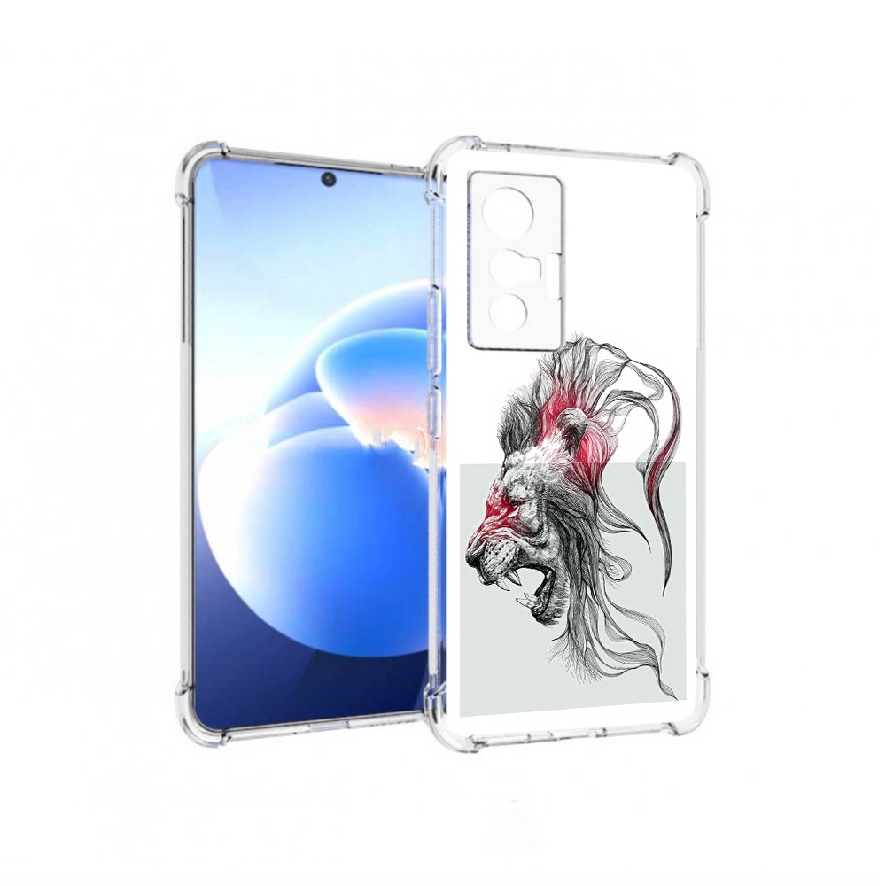 

Чехол MyPads Tocco для Vivo X70 разъяренный лев, Прозрачный, Tocco