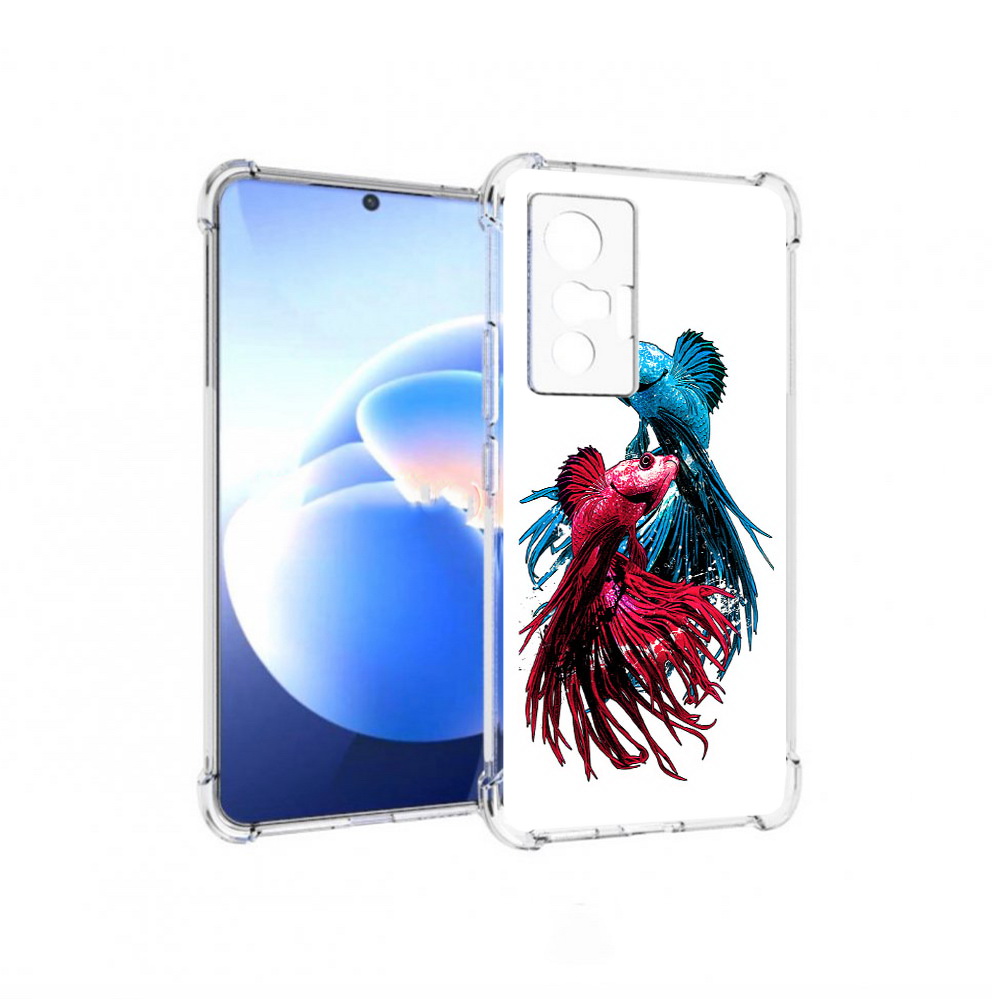 

Чехол MyPads Tocco для Vivo X70 рыбы петушки, Прозрачный, Tocco