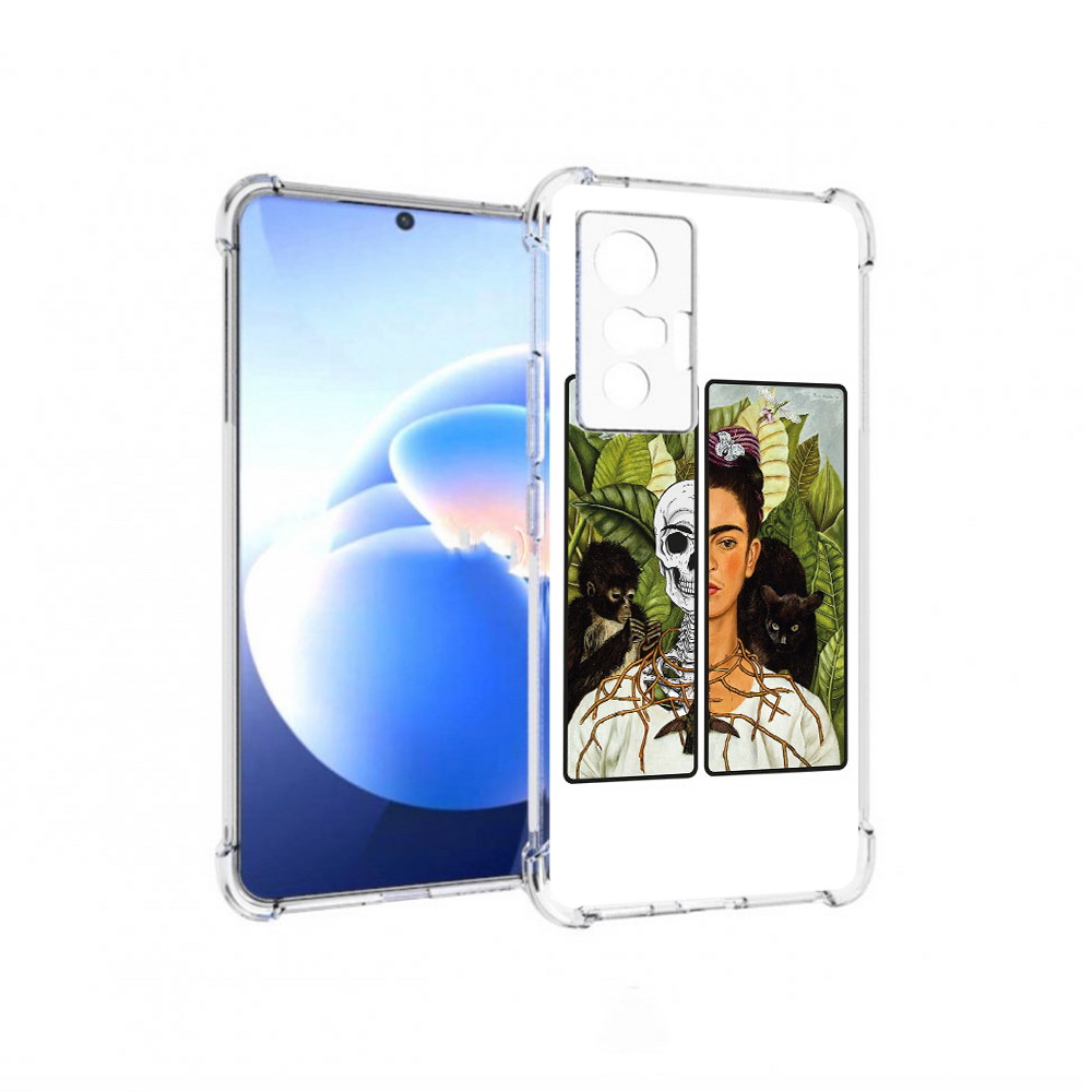 

Чехол MyPads Tocco для Vivo X70 сдвоенная картинка девушка скелет, Прозрачный, Tocco