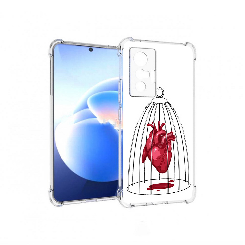 

Чехол MyPads Tocco для Vivo X70 сердце в клетке, Прозрачный, Tocco