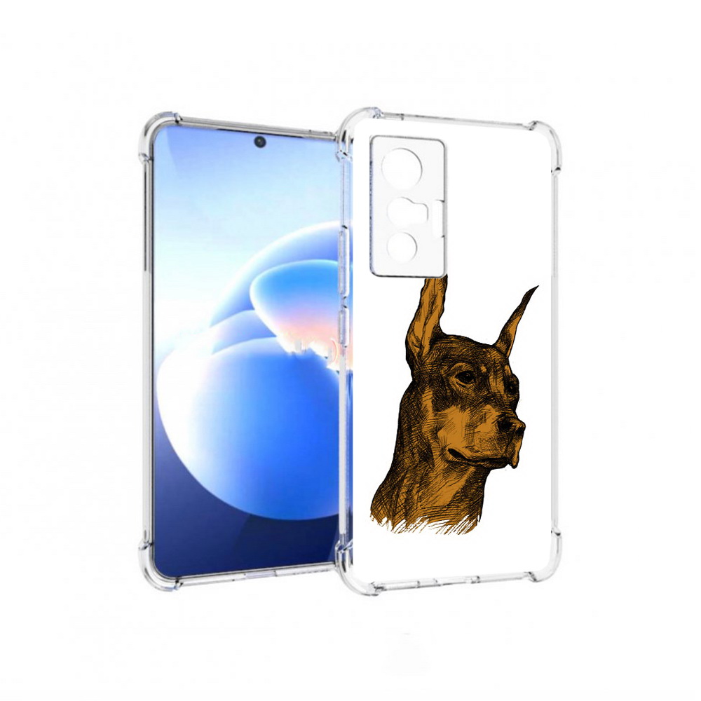 

Чехол MyPads Tocco для Vivo X70 скетч доберман, Прозрачный, Tocco