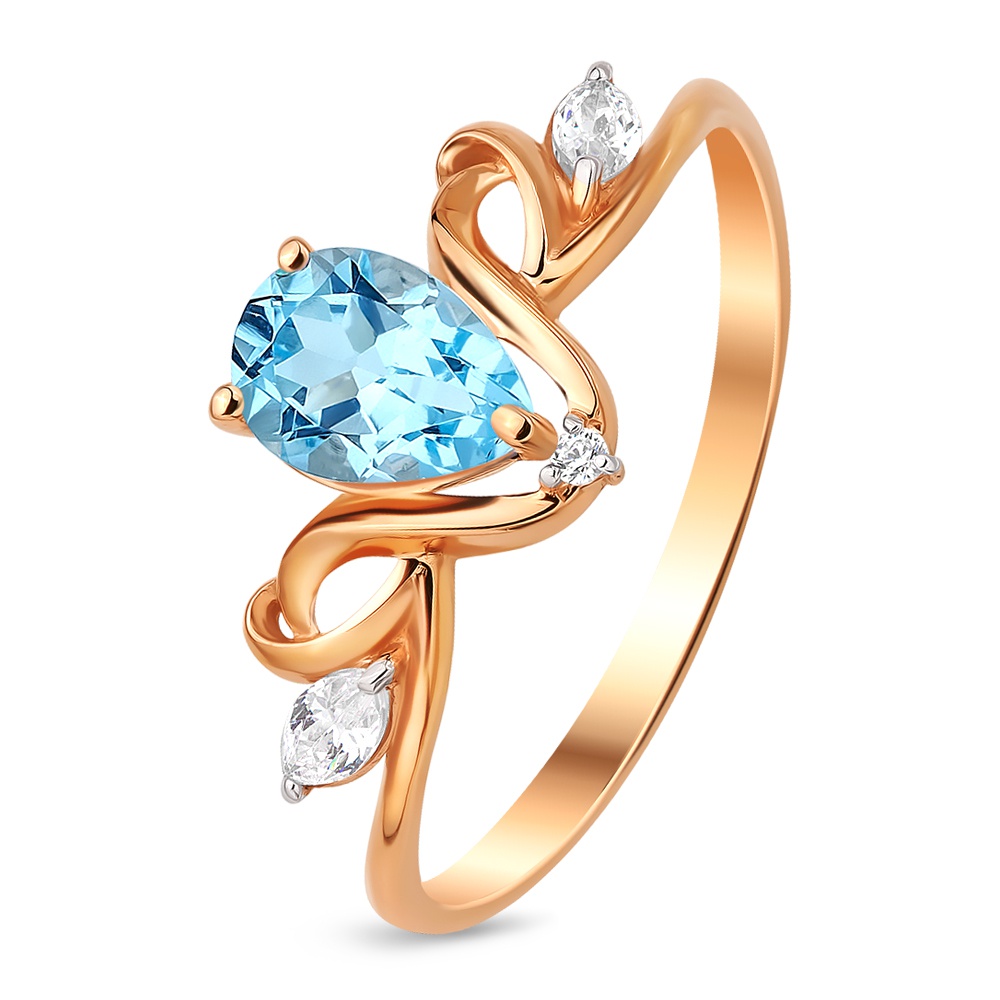 

Кольцо из золота р.  585Gold 201011650, топаз\фианит, 201011650