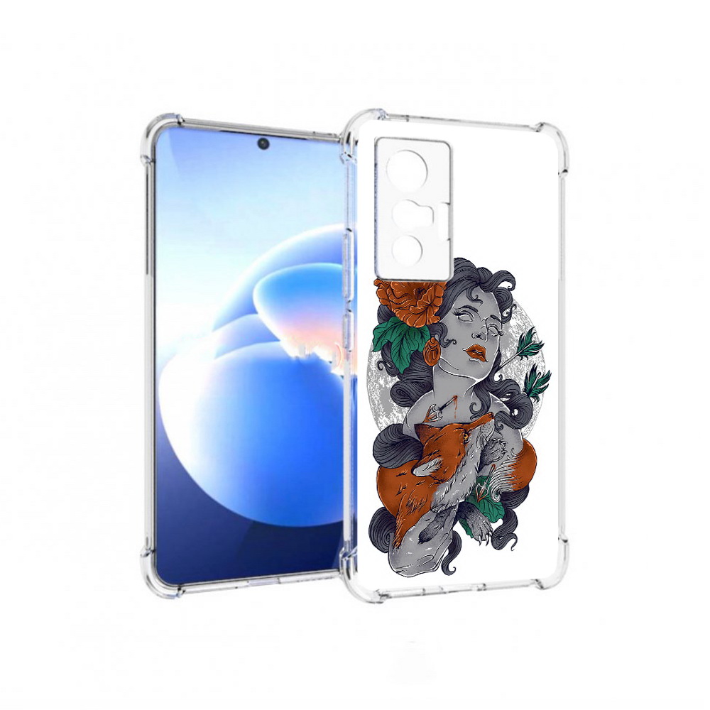

Чехол MyPads Tocco для Vivo X70 темная девушка с лисой, Прозрачный, Tocco