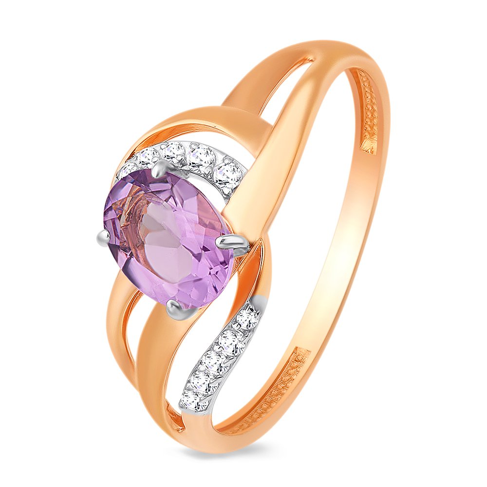 

Кольцо из золота р. , 585Gold 201011778, аметист\фианит, 201011778