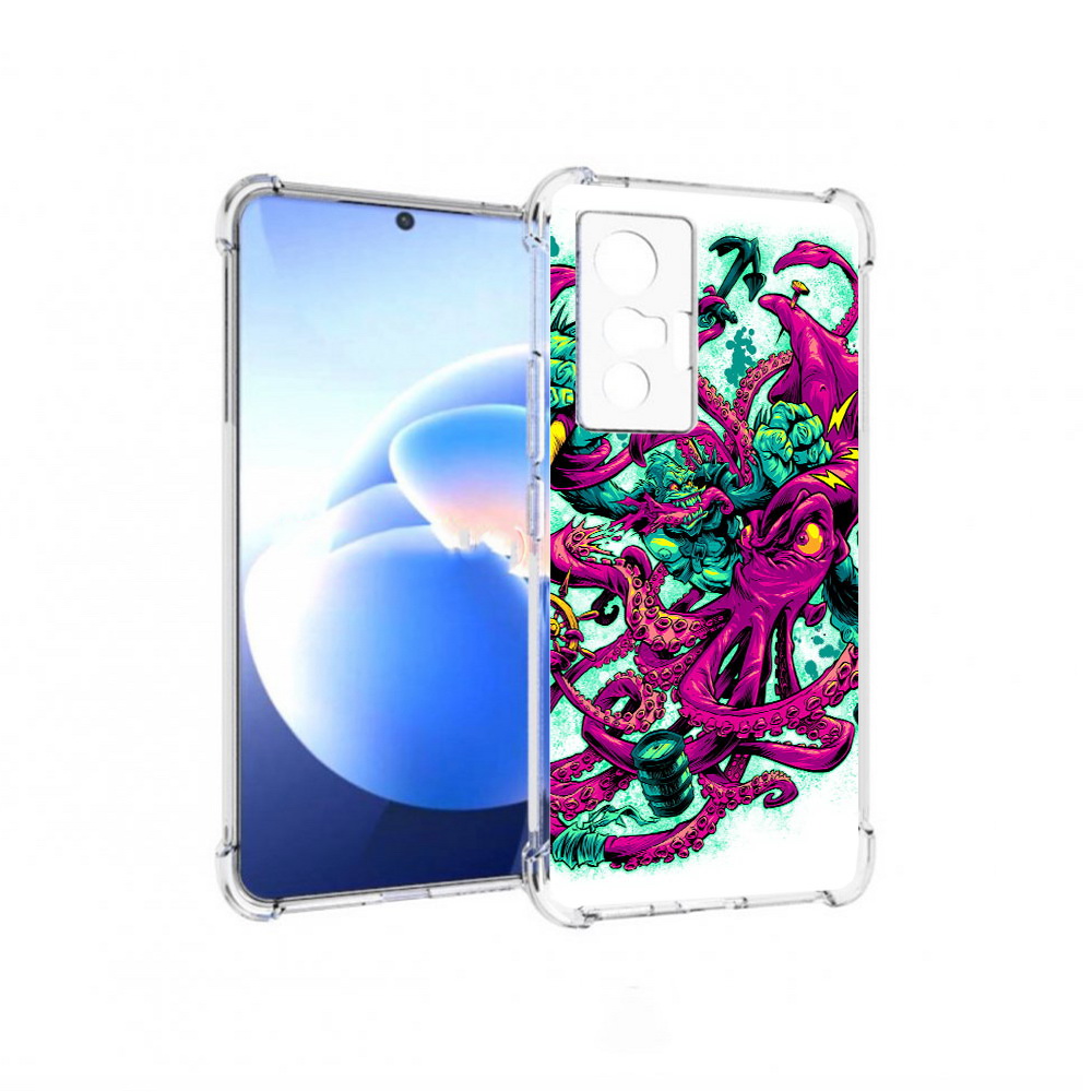 

Чехол MyPads Tocco для Vivo X70 фиолетовый кракен, Прозрачный, Tocco
