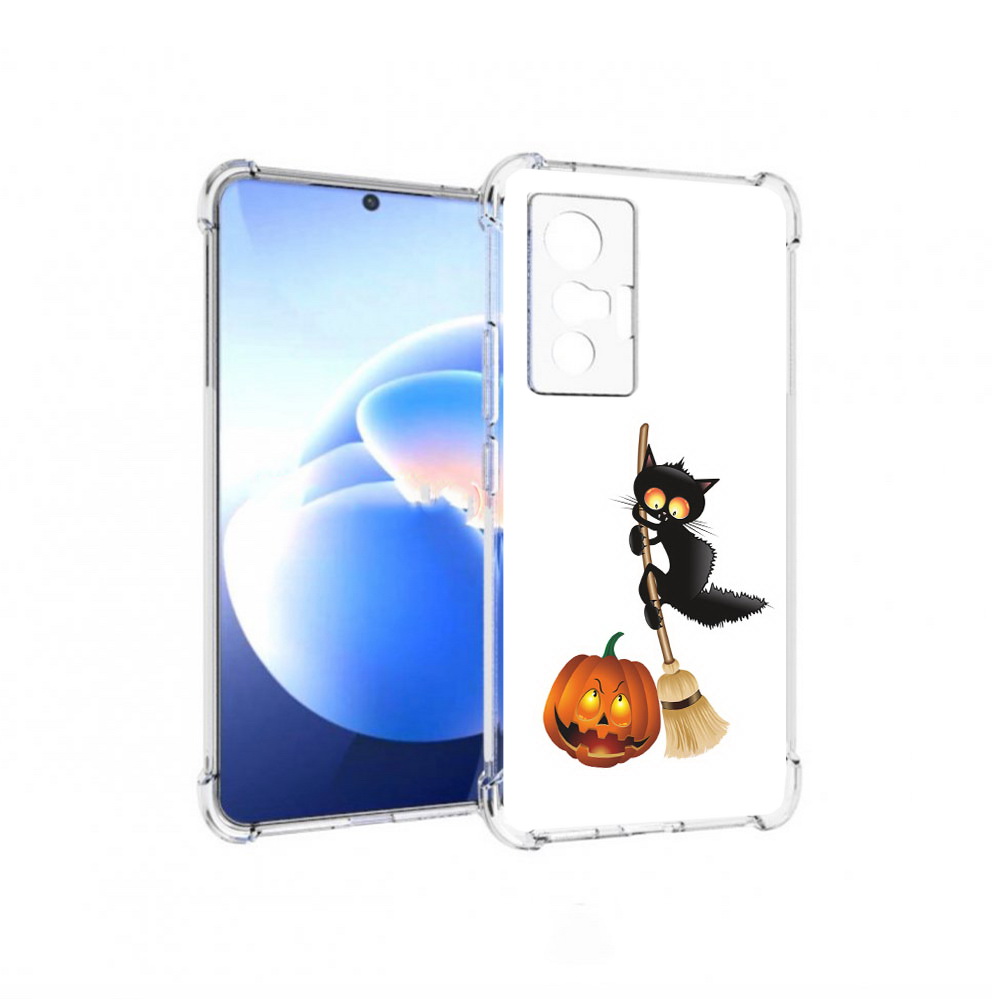 

Чехол MyPads Tocco для Vivo X70 хэлуинский котик, Прозрачный, Tocco