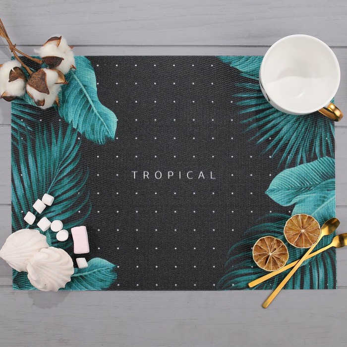 

Салфетка на стол "Tropical", ПВХ, 40х29 см, Зеленый;черный, Sweet home