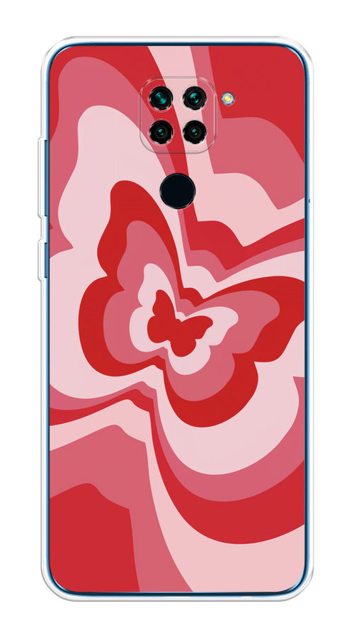 

Чехол на Xiaomi Redmi 10X/Redmi Note 9 "Бабочка в стиле хиппи", Красный;розовый, 38150-1