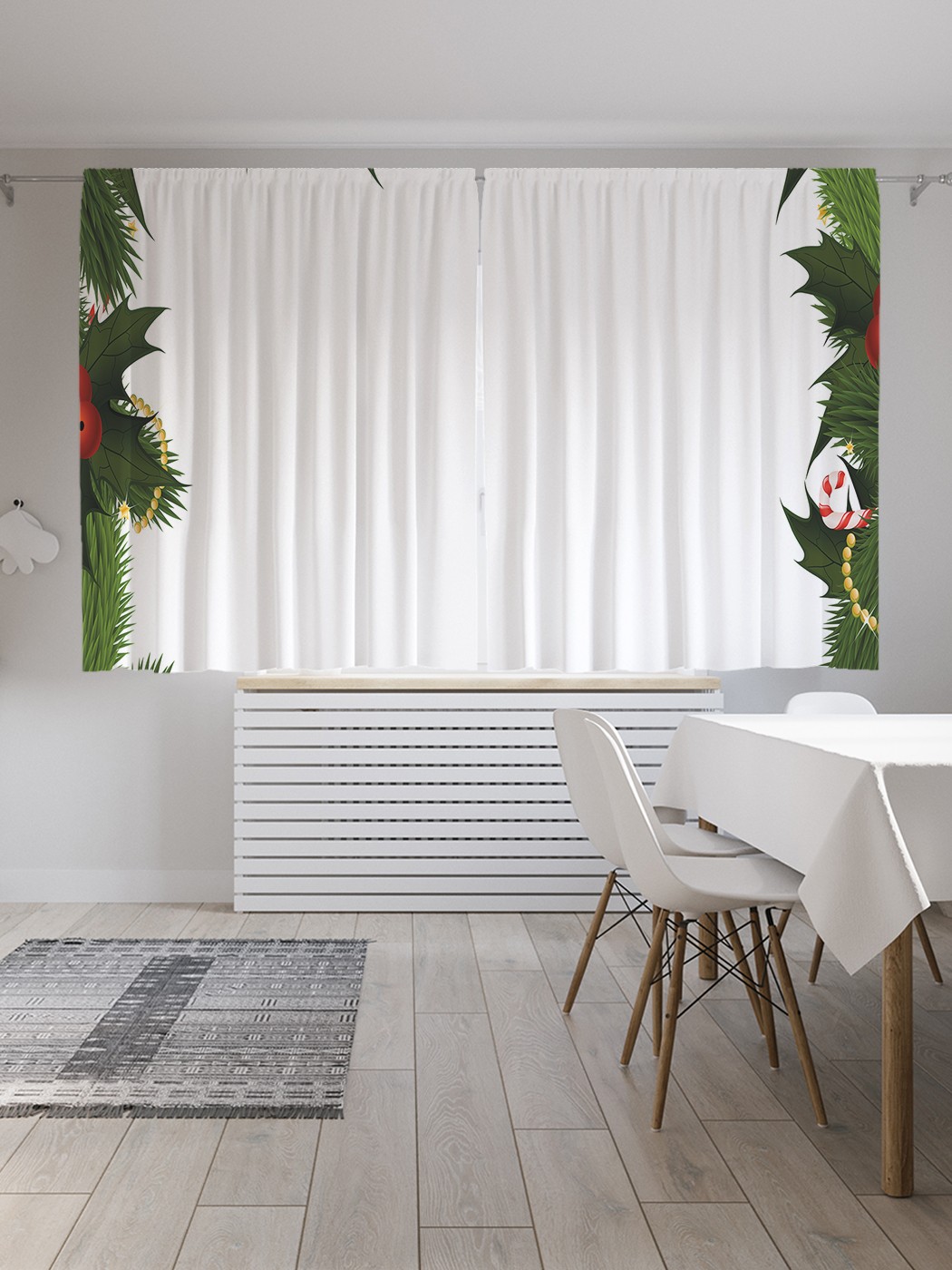 

Шторы JoyArty "Рождественская веточка украшенная", Oxford DeLux, 2 полотна 145x180 см, Рождественская веточка украшенная