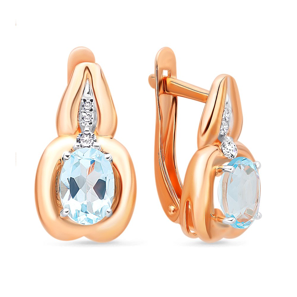 

Серьги из красного золота 585Gold 202007039, топаз/фианит, 202007039