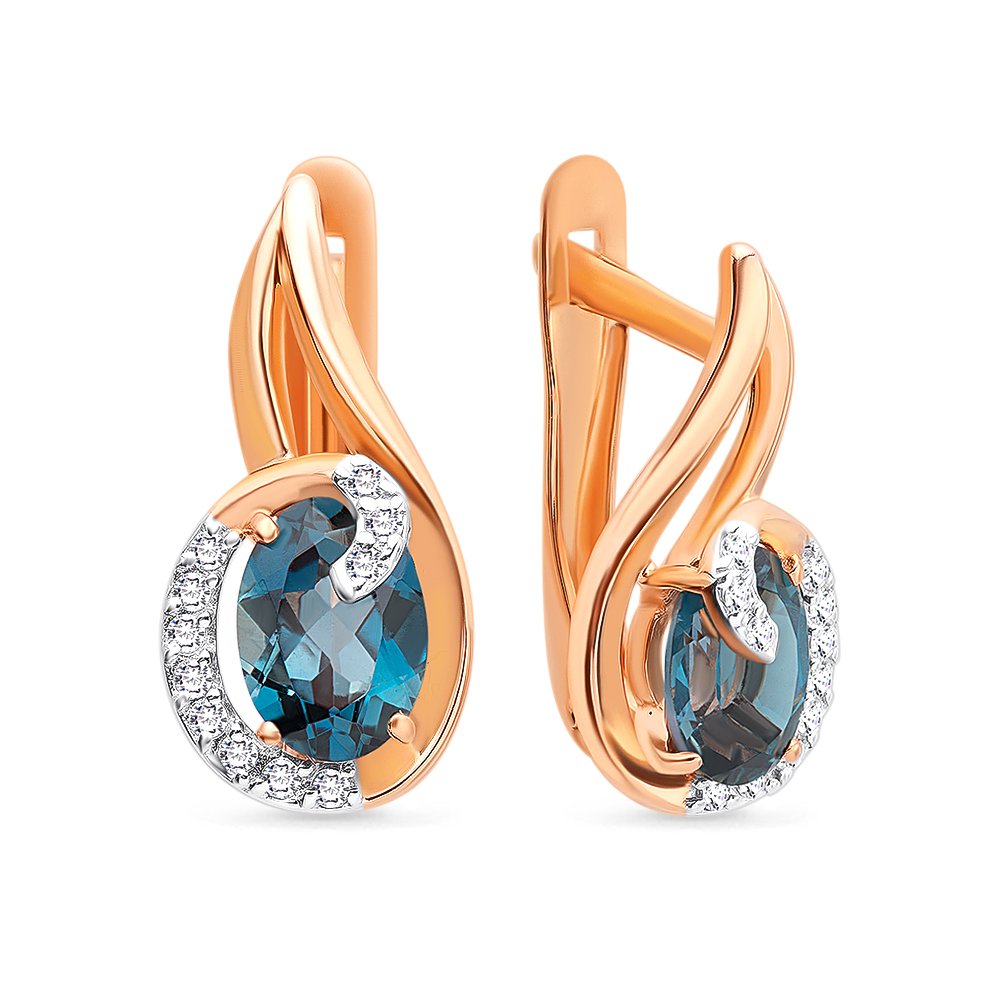 

Серьги из красного золота 585Gold 202007211, топаз/фианит, 202007211