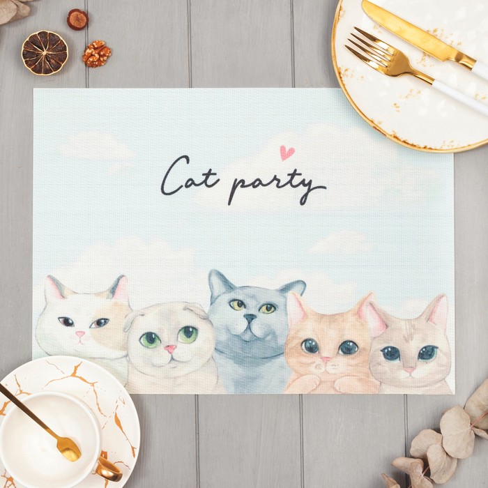 фото Салфетка на стол доляна "cat party" пвх 40*29см