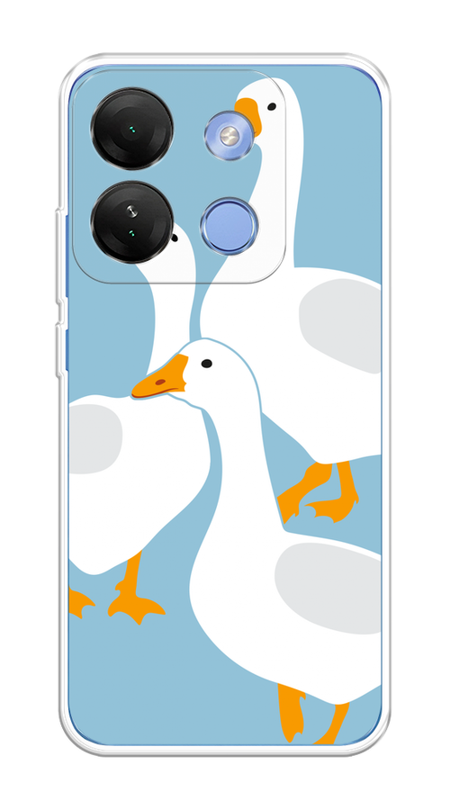 

Чехол на Infinix Smart 7 HD "Гусиное трио", Голубой;белый;серый;желтый, 3103850-1