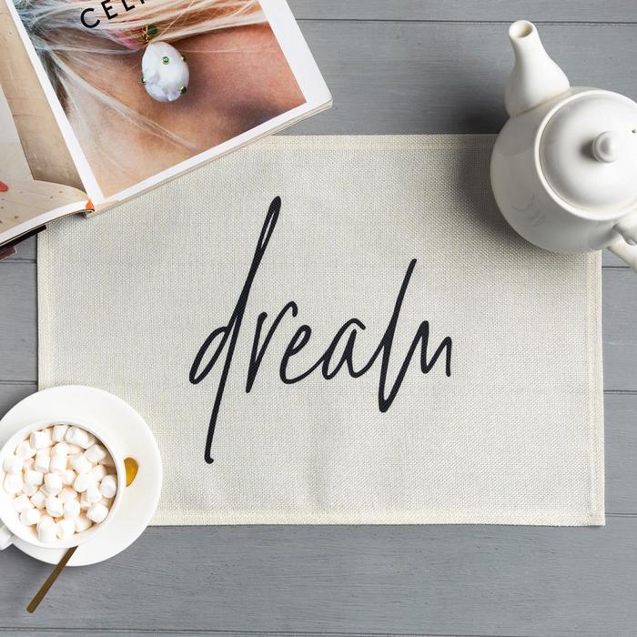 

Салфетка на стол Доляна Dream, 30х45 см, полиэстер 100%, Белый, With inscriptions
