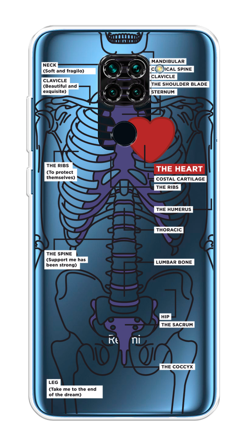 

Чехол на Xiaomi Redmi 10X/Redmi Note 9 "Скелет человека", Прозрачный;синий;красный, 38150-1
