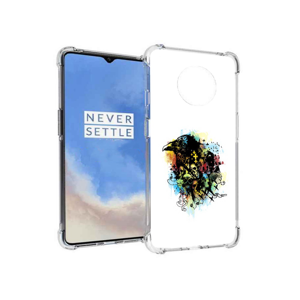 

Чехол MyPads Tocco для OnePlus 7T ворон и черепа (PT227044.138.273), Прозрачный, Tocco