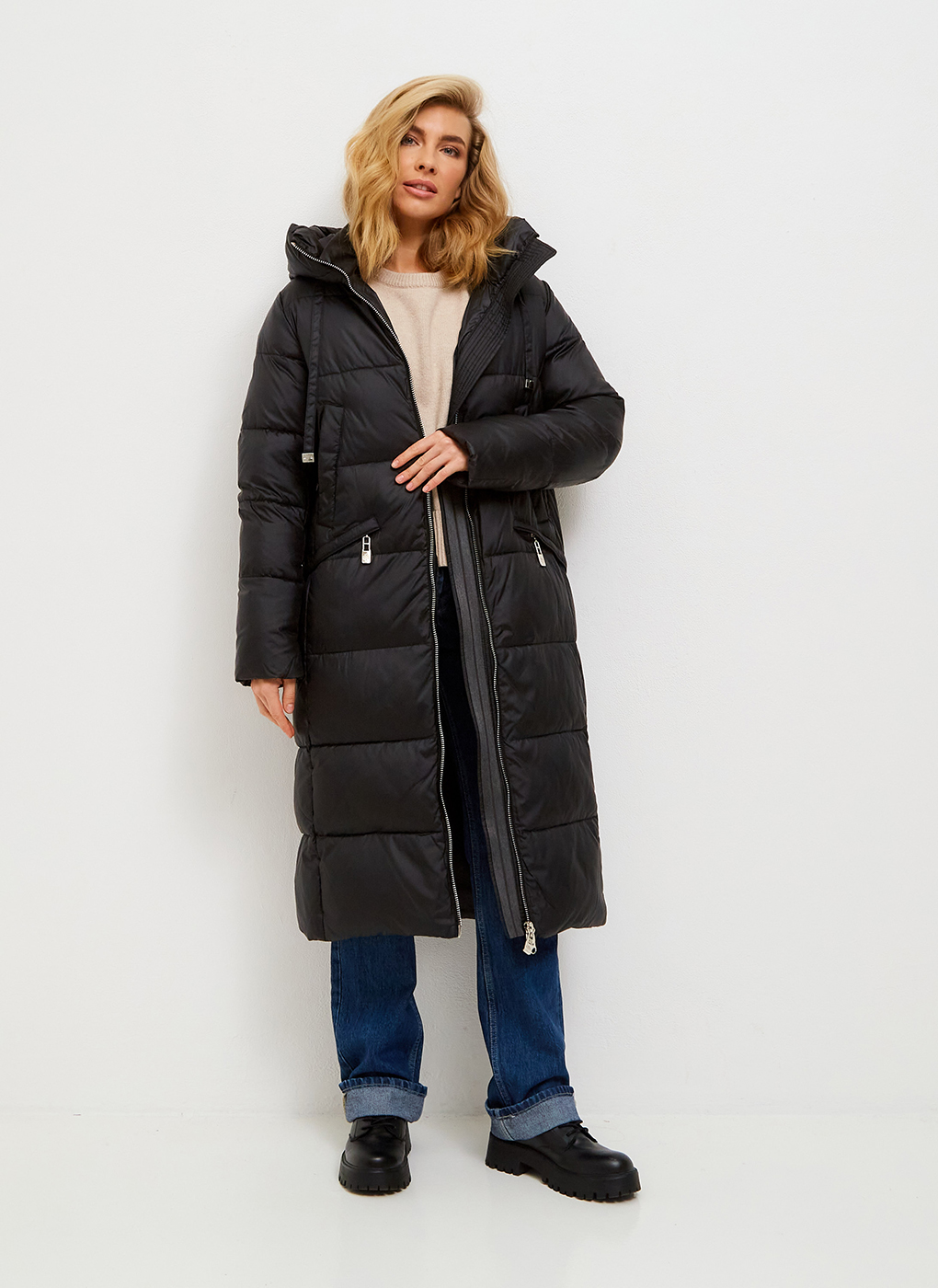 

Пальто женское Napoli 65670 черное 44 RU, Черный, 65670