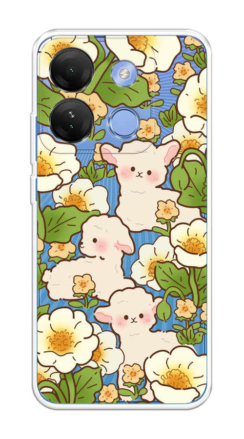 

Чехол на Infinix Smart 7 HD "Овечки в цветах", Зеленый;бежевый, 3103850-1