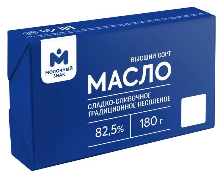 

Сладкосливочное масло Молочный аккорд Традиционное 82,5% 180 г