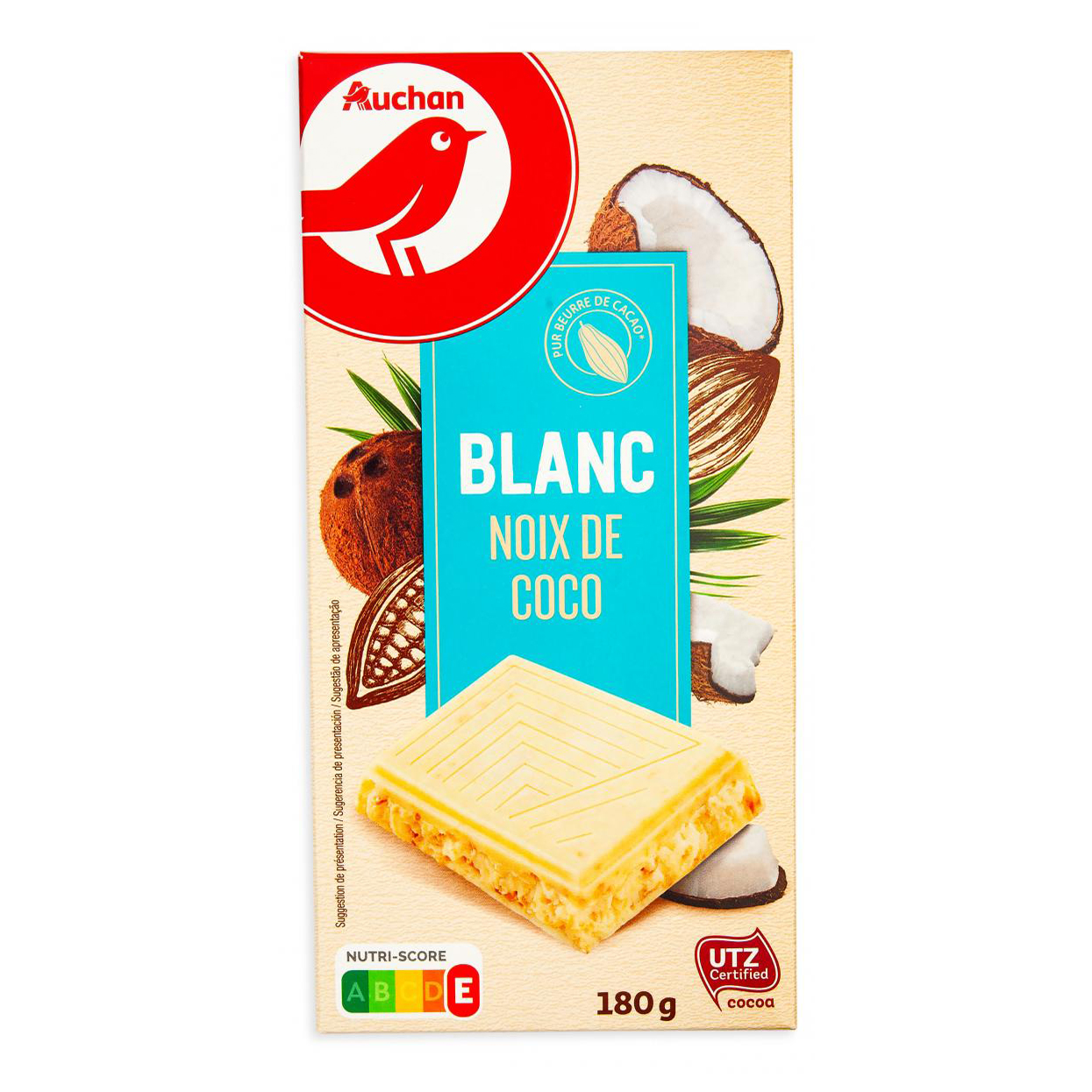 

Шоколад АШАН Красная птица Blank Noix de Coco белый 180 г